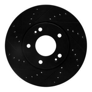 Kia Rondo Brake Rotor (1) - Front Left - R1 Concepts - Drilled & Slotted - Black - `07-`10